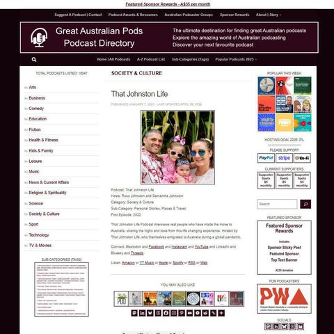 That Johnston Life   
Screenshot of the podcast listing on the Great Australian Pods website