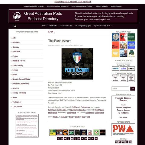 The Perth Azzurri Podcast   
Screenshot of the podcast listing on the Great Australian Pods website