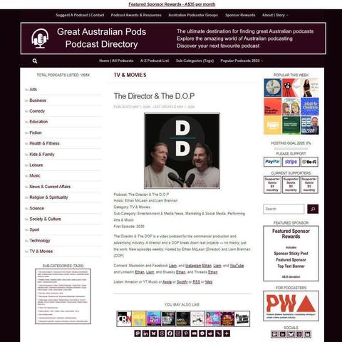 The Director & The D.O.P   
Screenshot of the podcast listing on the Great Australian Pods website
