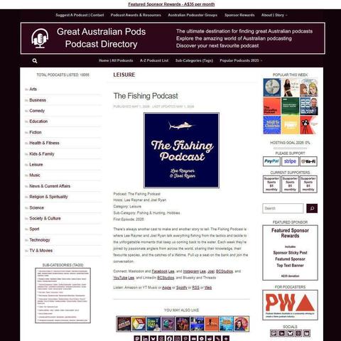 The Fishing Podcast   
Screenshot of the podcast listing on the Great Australian Pods website