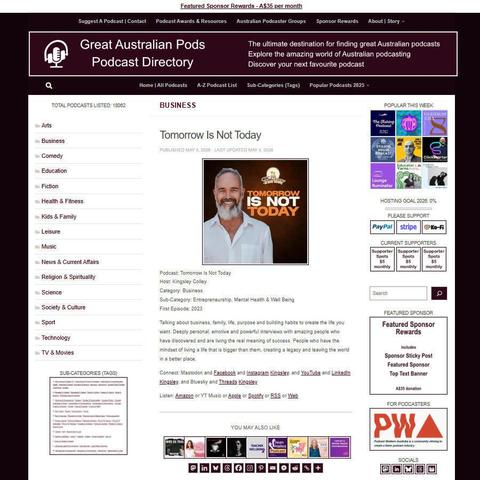 Tomorrow Is Not Today   
Screenshot of the podcast listing on the Great Australian Pods website