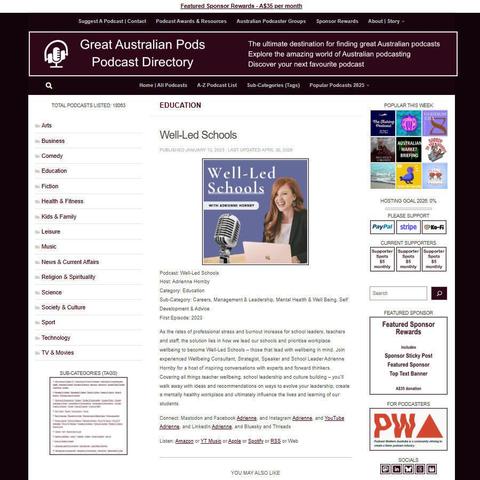 Well-Led Schools   
Screenshot of the podcast listing on the Great Australian Pods website