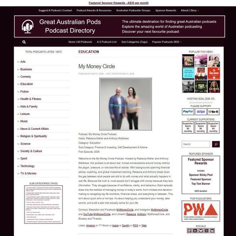 My Money Circle Podcast   
Screenshot of the podcast listing on the Great Australian Pods website