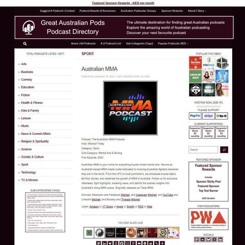 The Australian MMA Podcast   
Screenshot of the podcast listing on the Great Australian Pods website