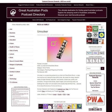 Unnuclear   
Screenshot of the podcast listing on the Great Australian Pods website