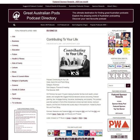 Contributing To Your Life   
Screenshot of the podcast listing on the Great Australian Pods website
