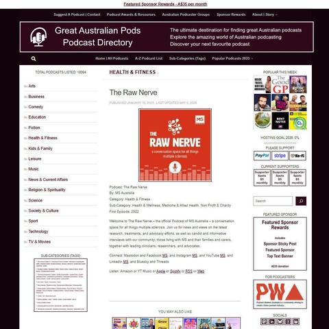 The Raw Nerve   
Screenshot of the podcast listing on the Great Australian Pods website