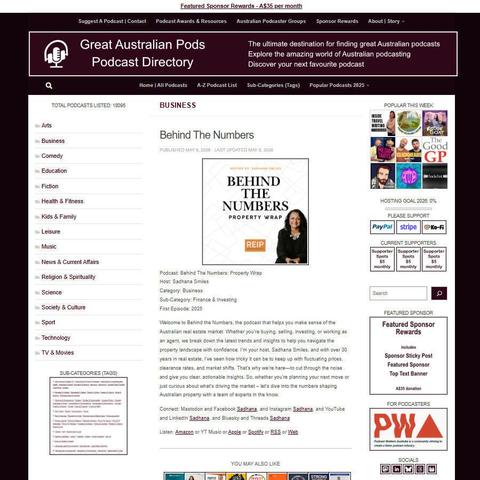 Behind The Numbers: Property Wrap   
Screenshot of the podcast listing on the Great Australian Pods website