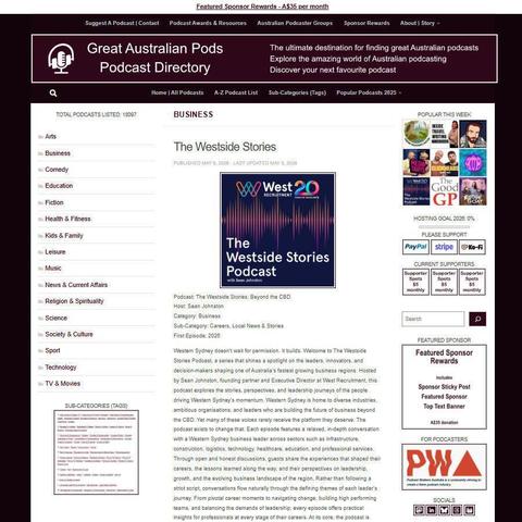 The Westside Stories: Beyond the CBD   
Screenshot of the podcast listing on the Great Australian Pods website