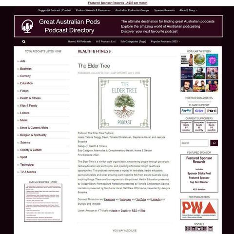 The Elder Tree Podcast   
Screenshot of the podcast listing on the Great Australian Pods website