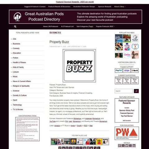 Property Buzz   
Screenshot of the podcast listing on the Great Australian Pods website