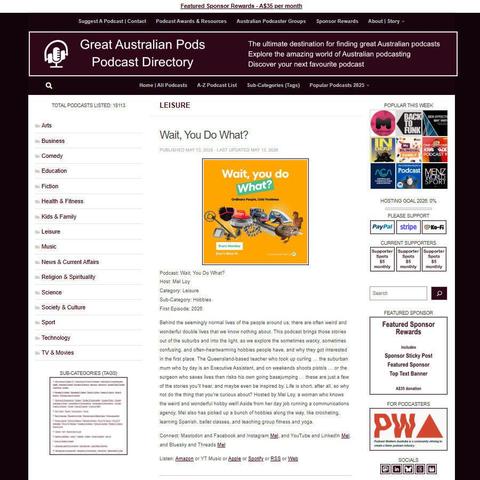 Wait, You Do What?   
Screenshot of the podcast listing on the Great Australian Pods website