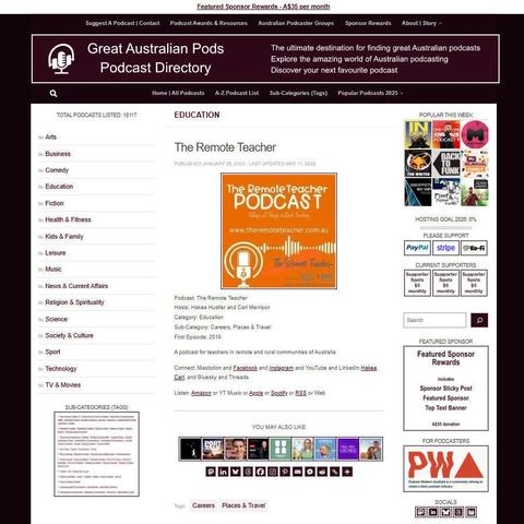 The Remote Teacher   
Screenshot of the podcast listing on the Great Australian Pods website