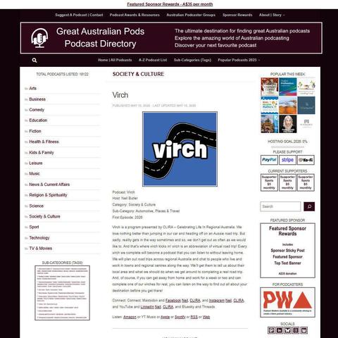 Virch   
Screenshot of the podcast listing on the Great Australian Pods website