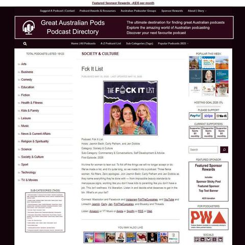 Fck It List   
Screenshot of the podcast listing on the Great Australian Pods website