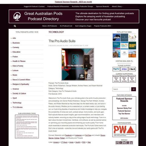 The Pro Audio Suite   
Screenshot of the podcast listing on the Great Australian Pods website