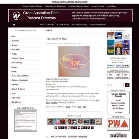The Beezal Mop Podcast   
Screenshot of the podcast listing on the Great Australian Pods website
