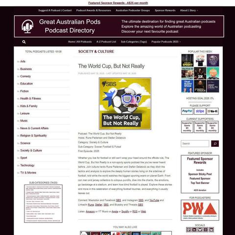 The World Cup, But Not Really   
Screenshot of the podcast listing on the Great Australian Pods website