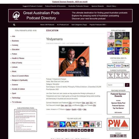 Yindyamarra   
Screenshot of the podcast listing on the Great Australian Pods website