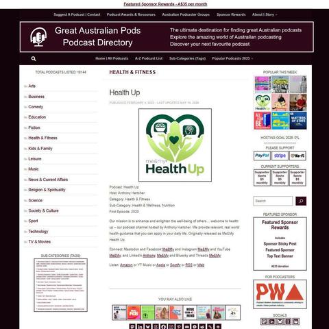 Health Up   
Screenshot of the podcast listing on the Great Australian Pods website