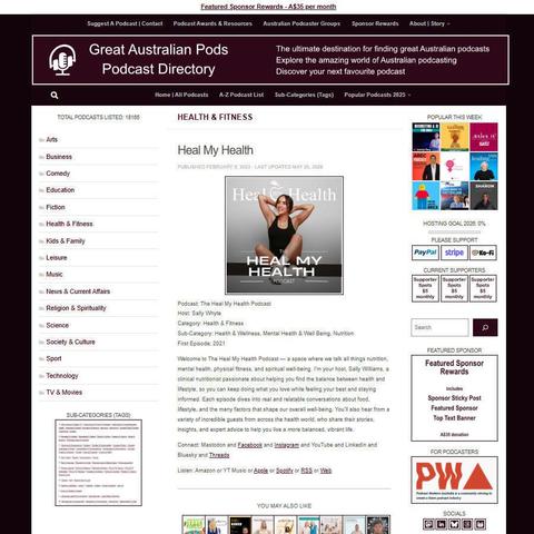 The Heal My Health Podcast   
Screenshot of the podcast listing on the Great Australian Pods website