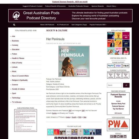 Her Peninsula   
Screenshot of the podcast listing on the Great Australian Pods website