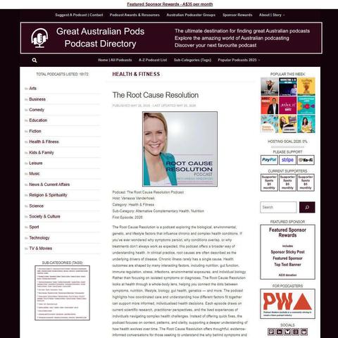 The Root Cause Resolution Podcast   
Screenshot of the podcast listing on the Great Australian Pods website