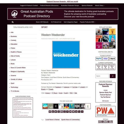 Western Weekender   
Screenshot of the podcast listing on the Great Australian Pods website