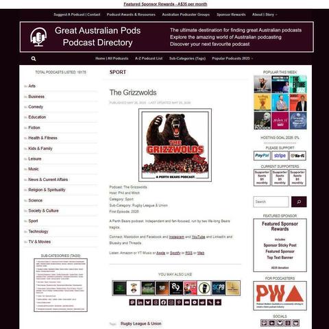 The Grizzwolds   
Screenshot of the podcast listing on the Great Australian Pods website