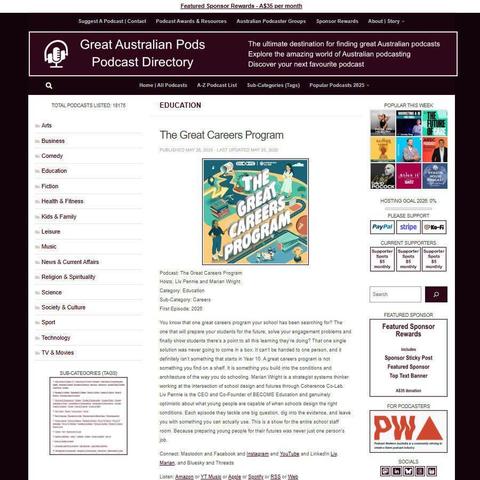 The Great Careers Program   
Screenshot of the podcast listing on the Great Australian Pods website