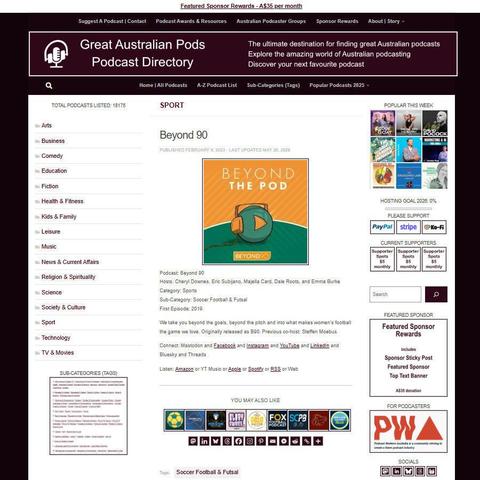 Beyond 90   
Screenshot of the podcast listing on the Great Australian Pods website
