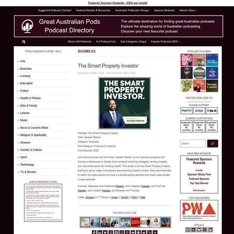 The Smart Property Investor   
Screenshot of the podcast listing on the Great Australian Pods website