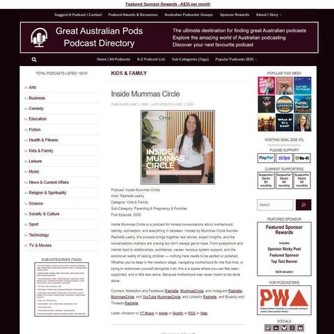 Inside Mummas Circle   
Screenshot of the podcast listing on the Great Australian Pods website