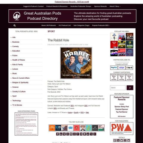 The Rabbit Hole
Screenshot of the podcast listing on the Great Australian Pods website