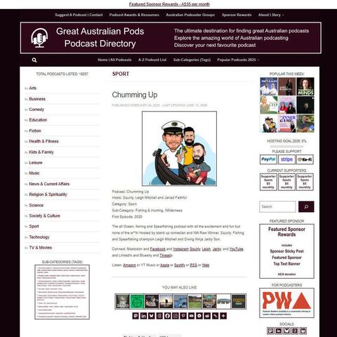 Chumming Up   
Screenshot of the podcast listing on the Great Australian Pods website
