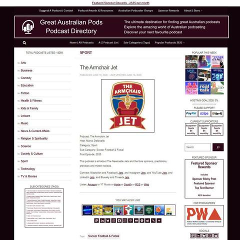 Straight Yellow - Soccer Podcast  
Screenshot of the podcast listing on the Great Australian Pods website