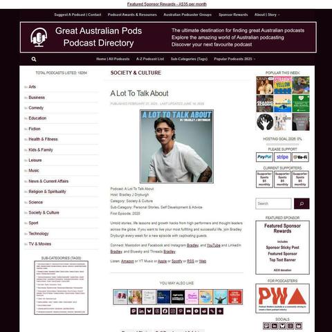 A Lot To Talk About   
Screenshot of the podcast listing on the Great Australian Pods website