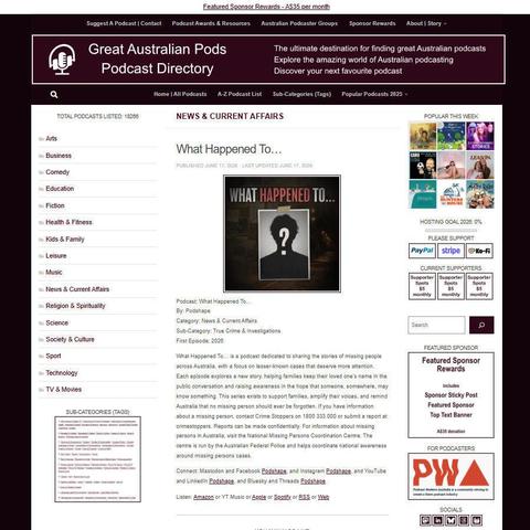 What Happened To…   
Screenshot of the podcast listing on the Great Australian Pods website