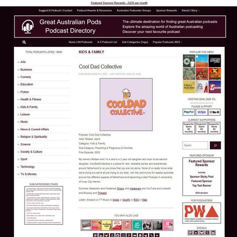 Cool Dad Collective.   
Screenshot of the podcast listing on the Great Australian Pods website
