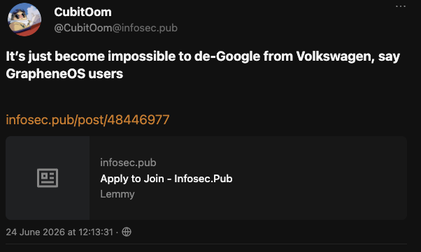 "Apply to Join - Infosec.Pub" is what you get when you click this link