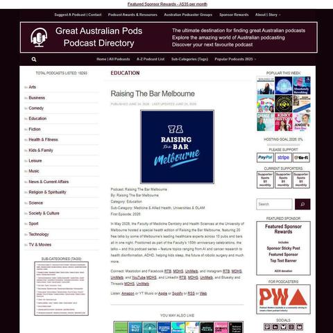 Raising The Bar Melbourne   
Screenshot of the podcast listing on the Great Australian Pods website