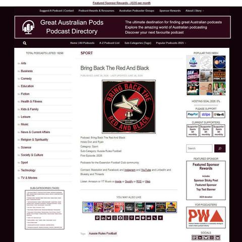 Bring Back The Red And Black   
Screenshot of the podcast listing on the Great Australian Pods website
