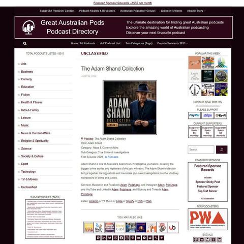 The Adam Shand Collection   
Screenshot of the podcast listing on the Great Australian Pods website
