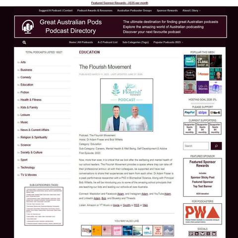 The Flourish Movement   
Screenshot of the podcast listing on the Great Australian Pods website