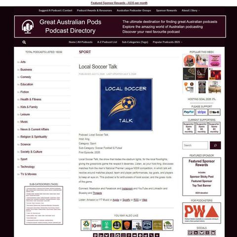 Local Soccer Talk   
Screenshot of the podcast listing on the Great Australian Pods website