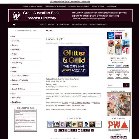 Glitter & Gold: The Original Steps Podcast   
Screenshot of the podcast listing on the Great Australian Pods website