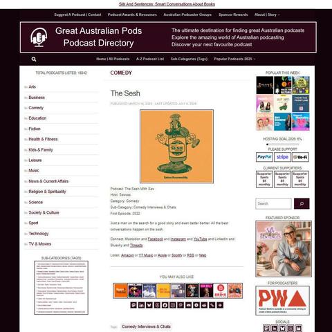 The Sesh With Sav   
Screenshot of the podcast listing on the Great Australian Pods website