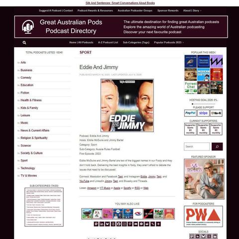 Eddie And Jimmy   
Screenshot of the podcast listing on the Great Australian Pods website