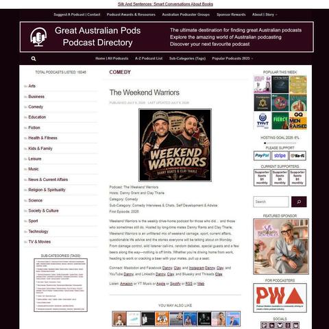 The Weekend Warriors   
Screenshot of the podcast listing on the Great Australian Pods website