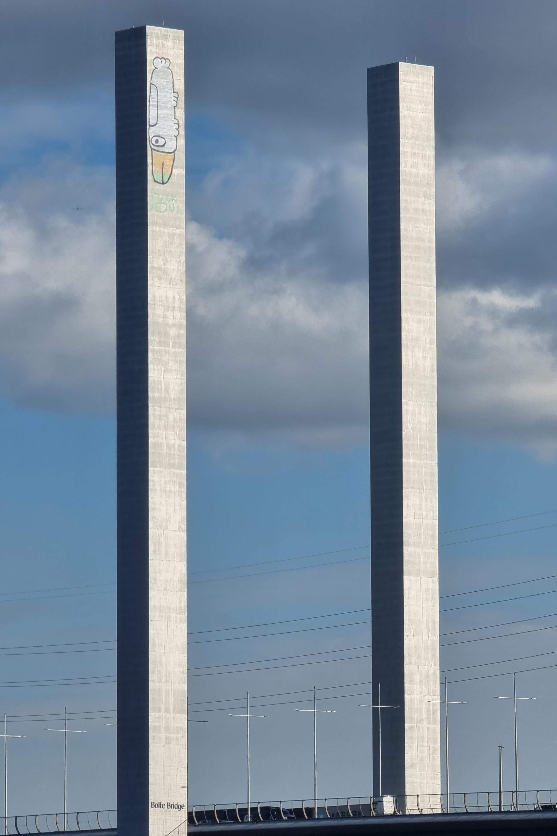 "Pam the bird" graffiti on the Bolte Bridge